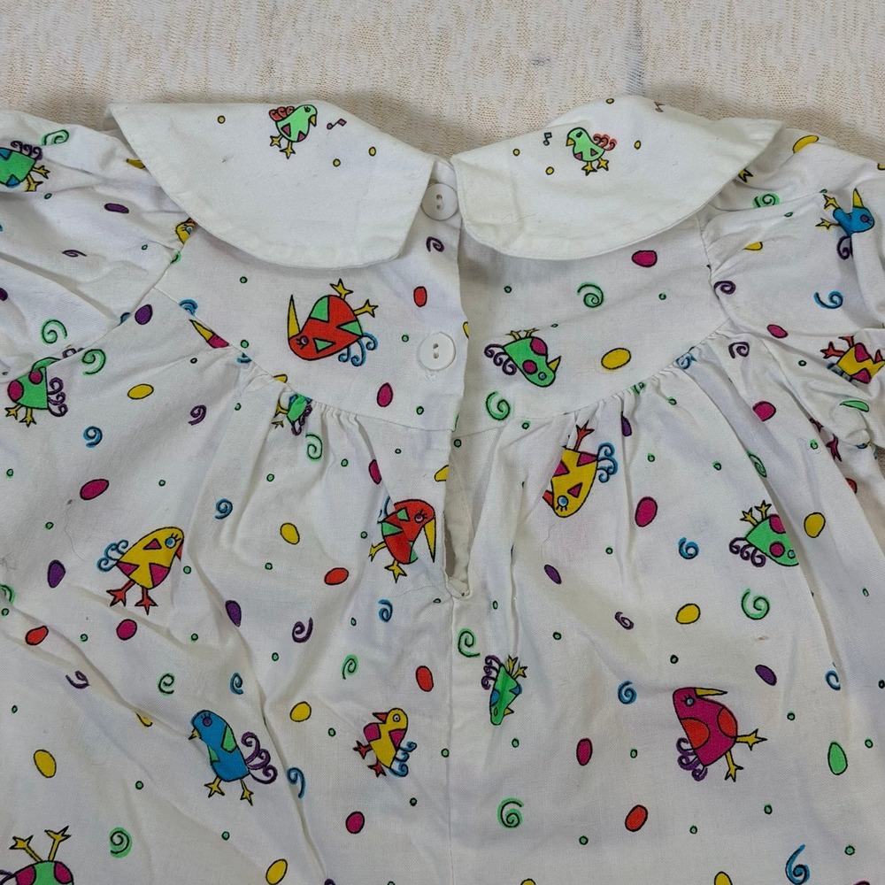 Vintage OshKosh Baby Romper 3-6 Months Birds Musical Print USA Made Bubble - Picture 6 of 8